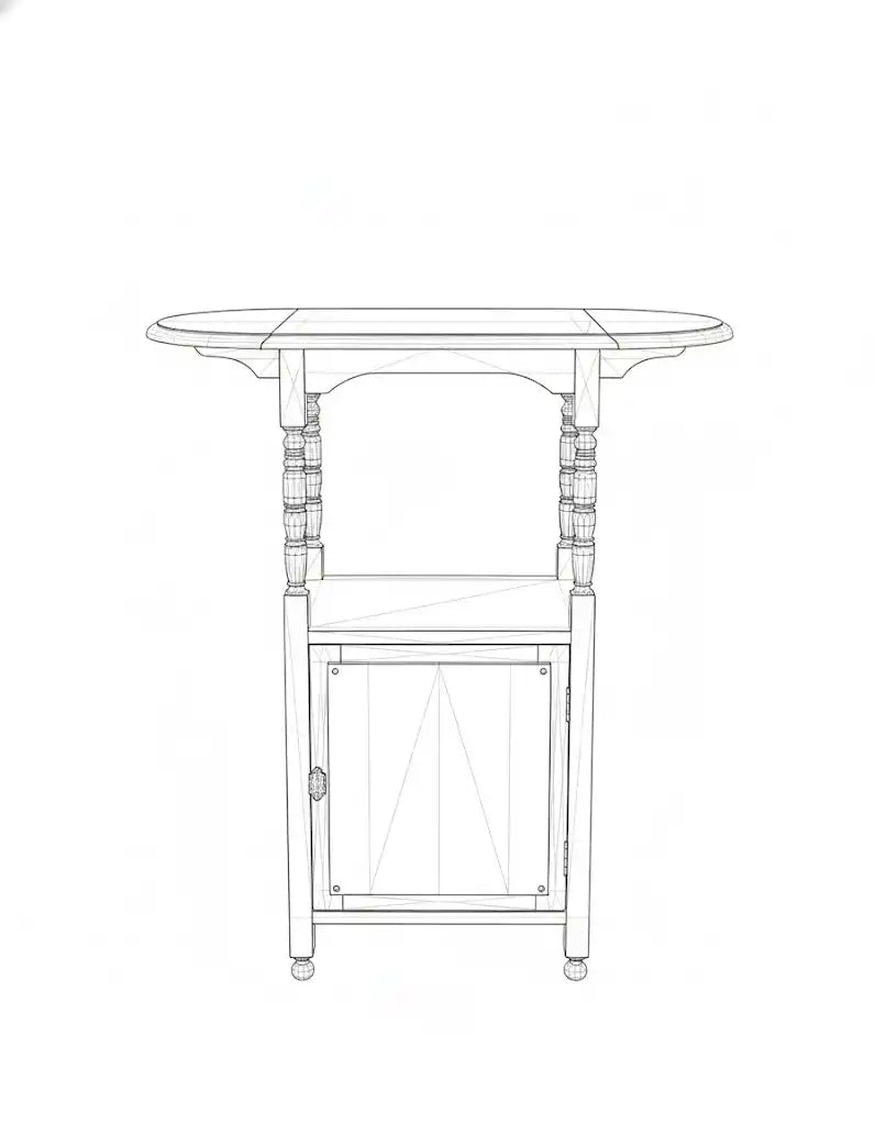 Nightshift Wing Table - line drawing 3