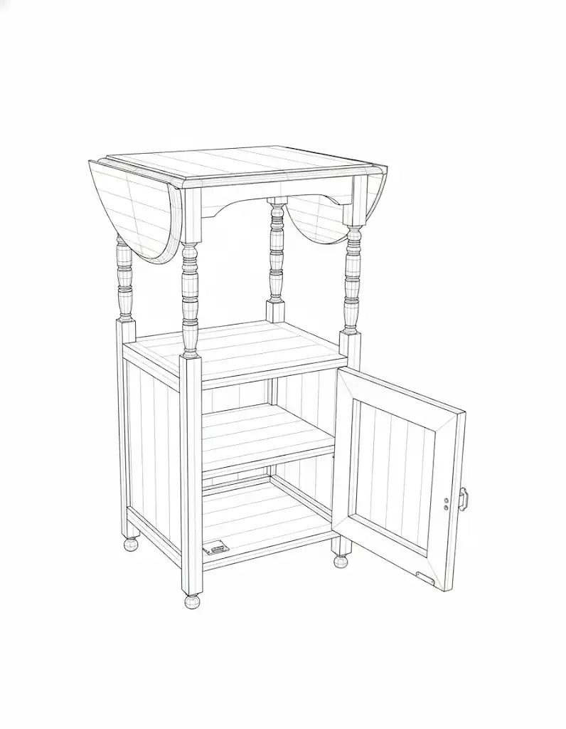 Nightshift Wing Table - line drawing 2