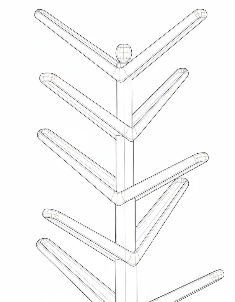Jekyll and Hyde Hat stand - line drawing 3