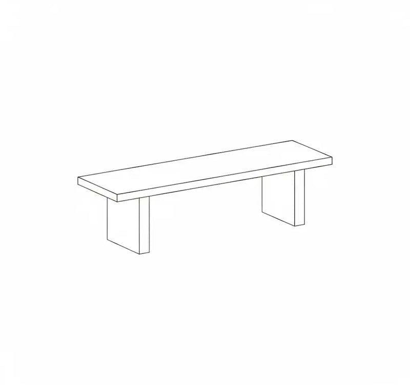 Linea bench in Vermillion - line drawing 
